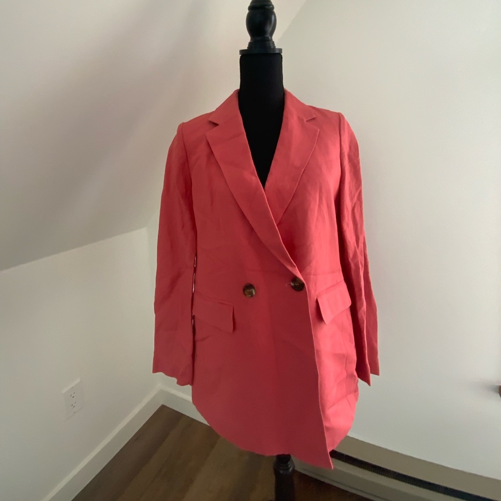 NWT Ann Taylor Loft Pink Double Breasted Blazer Size 2